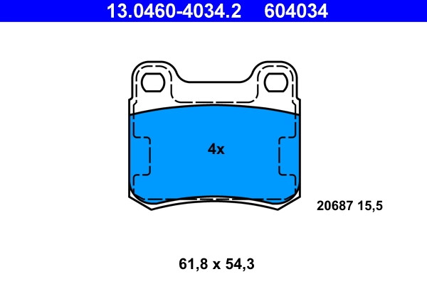 Plaquettes de frein pour frein à disque ATE 13.0460-4034.2 compatible avec référence OE 000 420 9