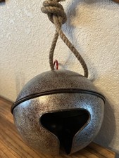 Large 8  Distressed Metal Jingle Bell With Rope