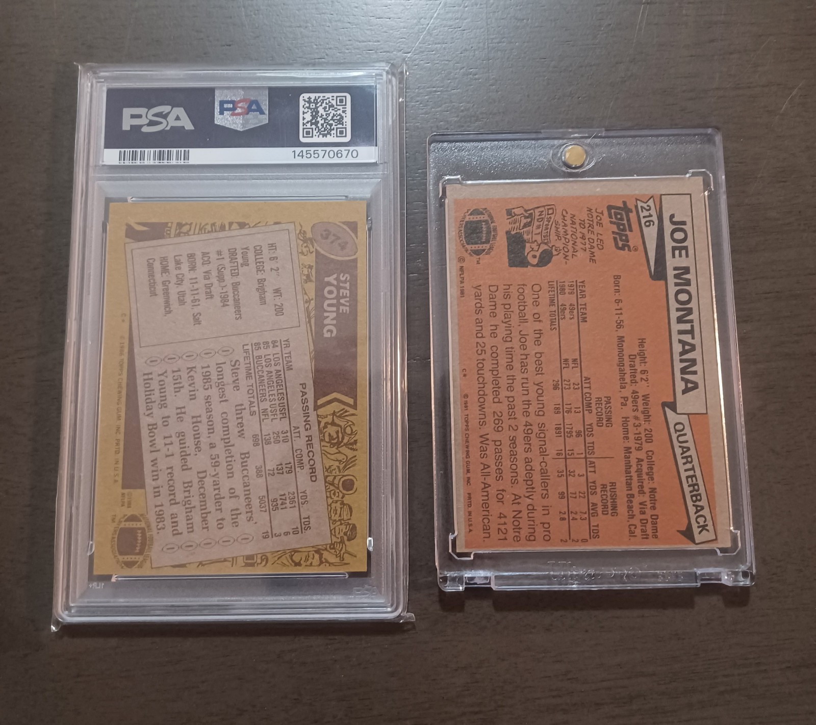 1981 Topps - Joe Montana Rookie #216 ex/nm and PSA 6 Rookie Steve Young #374 view 5