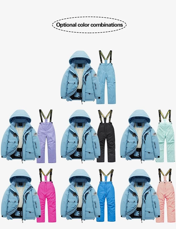 Kids Ski Suit Boys Girls – Thick Waterproof Warm Snow Outfit for Children - Image 2 of 4