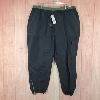 Reebok Cardi B Pants Womens 2X Black Logo Tapered Leg Cargo Pocket Ankle Zip
