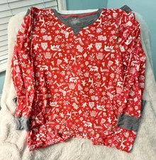 Cuddl Duds Winter Holiday Pajama Set Women’s XL Top XXL 2X Pants Red Christmas