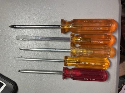 5 Vintage VACO/Xcelite Slotted/Phillips Screwdrivers R3164, A416-4, C 44, BD-122