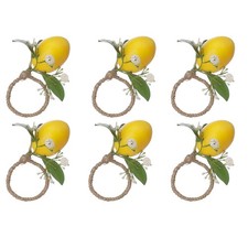 Zestaw cytrynowy z 6 uchwytami na serwetki z liścia wina cytrynowego do dekoracji stołu jadalnego5530