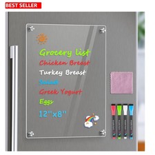 Magnetic Whiteboard Fridge 12x8 In Acrylic Dry Erase Clear Kitchen Note Board