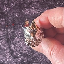 MAGNIFIQUE BAGUE AIGLE EN ARGENT ET PLQ OR RÉGLABLE TBE 