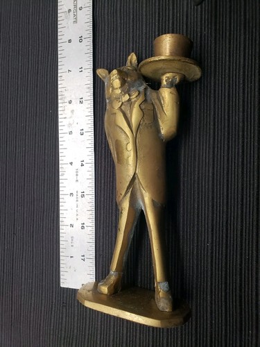 Whimsical Pig Butler Waiter Cast MetalBrass/ Bronze Candlestick Holder - Picture 2 of 7