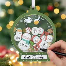 Personalized Family Name Snowman Christmas Ornaments 2025, DIY Custom Christmas
