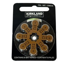 NEW!! Kirkland Hearing Aid Batteries Size 312 Mercury Free 8 Count