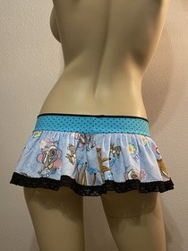 Bambi Blue Sexy Ruffle Mini Skirt Lingerie Rave Exotic Dancer Stripper EDM Goth