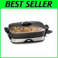 Black Electric Skillet Cooker, 1500W, Temperature Control