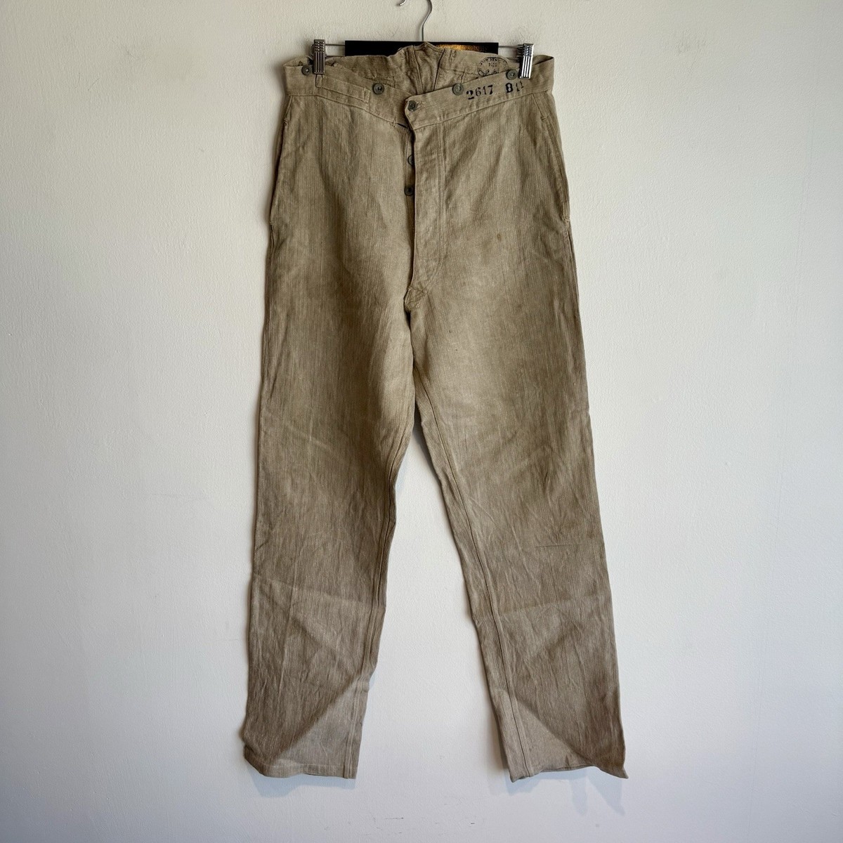 Original WW1 French Army Linen Colonial Work Pants Dated 1914