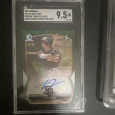 Bowman 2023 Nick Vogt Chrome Prospect Auto CPA-NV Green Grass /99 CSG 9.5