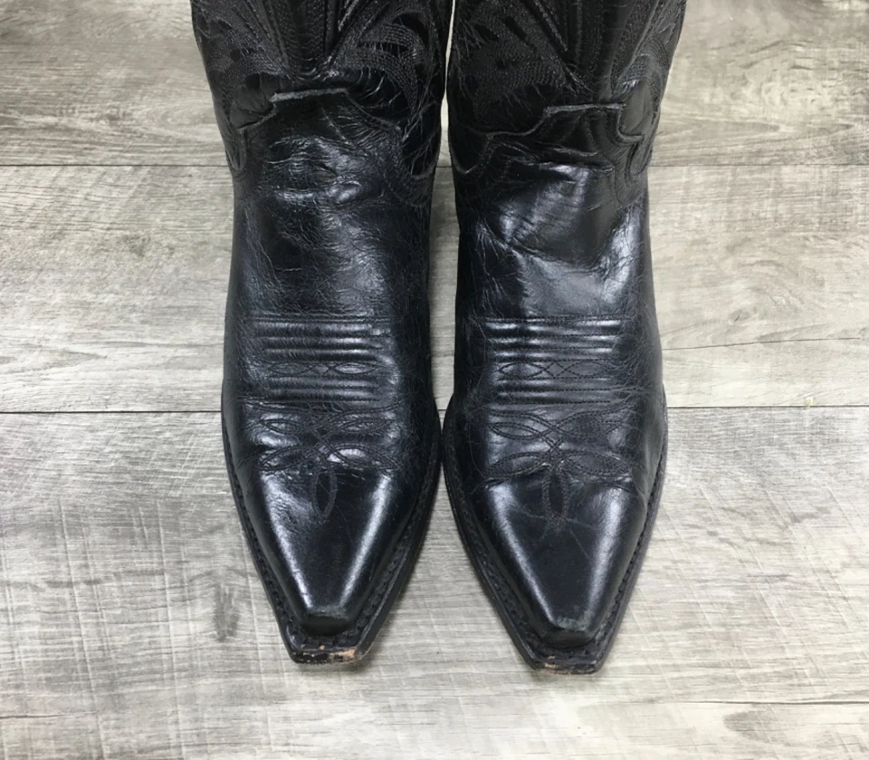 Botas occidentales Justin L4903 de cuero negras London con punta de becerro corta J4 para mujer talla 8,5 Foto 4 de 4