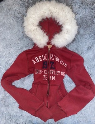 Authentic Abercrombie & Fitch Faux Fur Zip Up Hoodie- Size XS/S