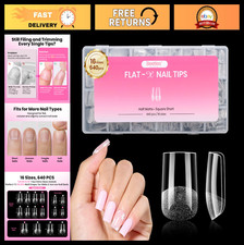 Short Square Soft Gel Nail Tips - 640 Pcs, 16...