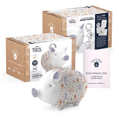 Tilly Pig Disney Ceramic Piggy Bank Kids Winnie the Pooh Characters Money Box - Picture 3 of 7