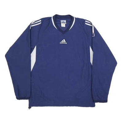 ADIDAS Sweatshirt Encolure V Bleu Blanc Homme M Mélange Polyester Sport - Photo 1/4