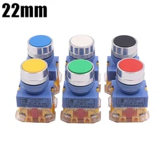 Push Switch Button Momentary/Latching Flat Button Red Green Yellow Black White