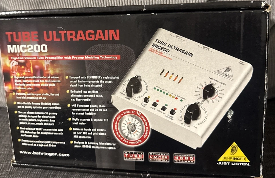 Behringer Tube Ultragain MIC200 - Mikrofon-Röhrenvorverstärker Top Zustand OVP - Bild 2 von 2