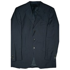 Lanificio 102 giacca blu scuro a righe uomo giubbino blazer business lana elegante