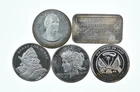 Lot 5 VINTAGE 1 Oz Silver Bars/Rounds Art Bars Collection Poured .999 *481
