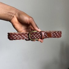 Vintage woven minimalist preppy braided belt with gold buckle size 28