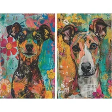 Abstract Dogs #5 | A4 Mulberry Rice Paper | Paper for Decoupage