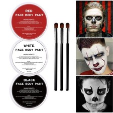 White Black Red Oil Face Body Paint Set,Halloween Joker Clown Black White Red
