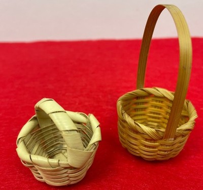 Unbranded Vintage Mini Woven Basket Lot Set Of 2 Small Handmade Rustic Decor