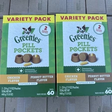 2 BOXES 120 Ct Greenies Pill Pocket Value Pack Chicken & Peanut Butter EXP 12/25