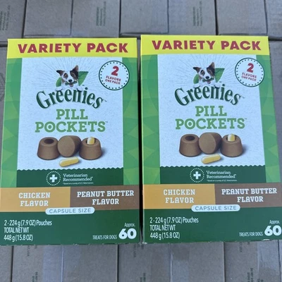 2 BOXES 120 Ct Greenies Pill Pocket Value Pack Chicken & Peanut Butter EXP 12/25