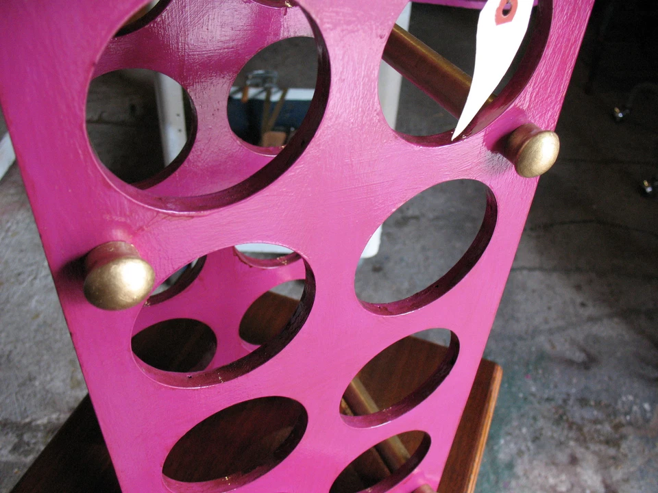 BOTELLERO VINO VINTAGE PINTADO A MANO VINACCIO Y ORO KITSCH Foto 2 de 4