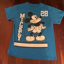 Vintage Mickey Mouse T-Shirt Disney Sports Baseball Tee 28 Blue Tee Sz Med 90s