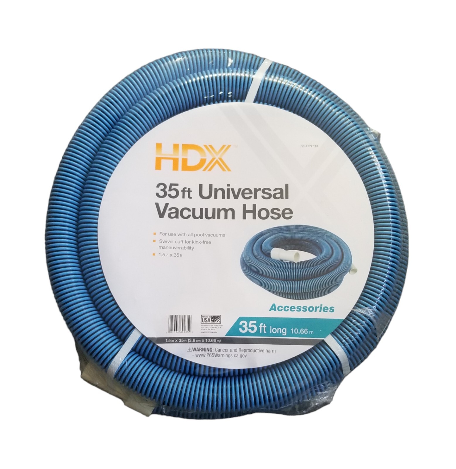 HDX Spiral-Wound 35 ft x 1.5 in Diameter Universal Swimming Pool Vacuum Hose NEW