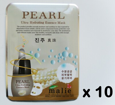 10pcs Malie PEARL Face Mask Packs Sheet 0.88oz Whitening Moisturizing Kosmetik
