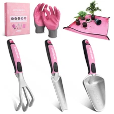 Gardening Tools Set of 5 - Aluminum Garden Tool Kits for Indoors & Outdoors Pink