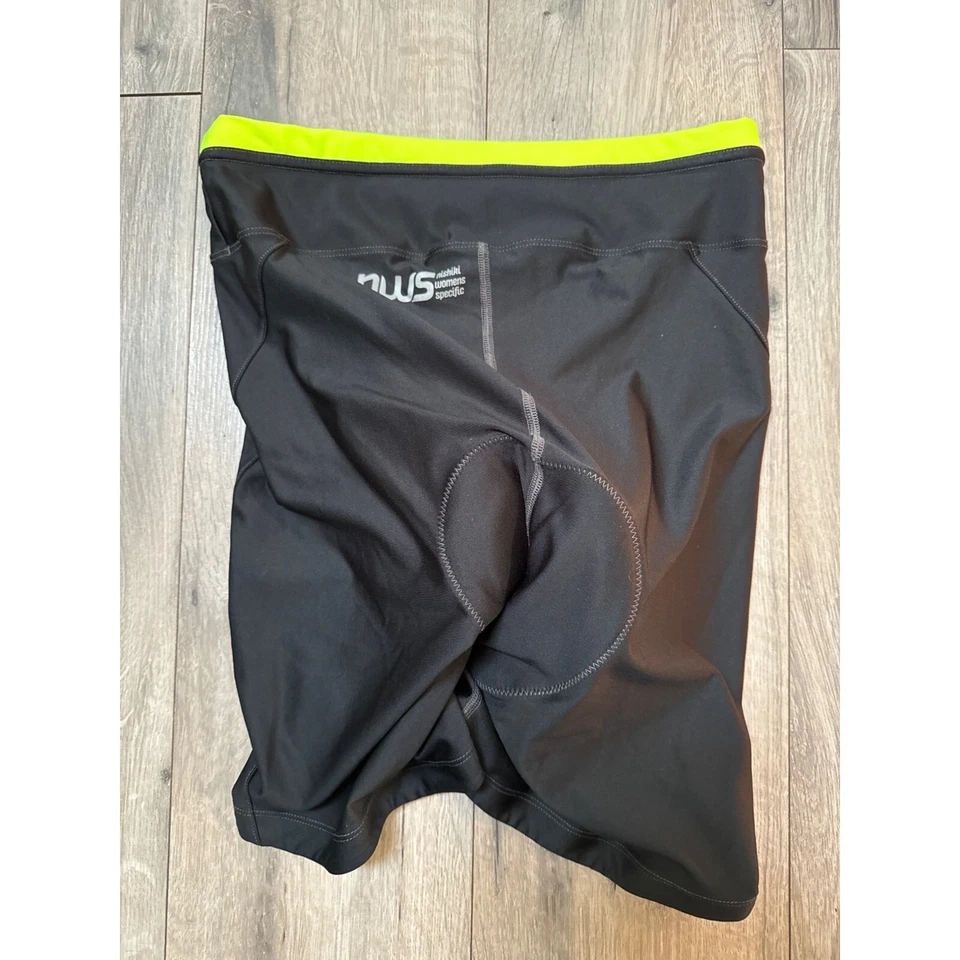 Pantalones Cortos de Ciclismo Nishiki Para Mujer NWS Negro/Amarillo Neón/Verde 85% Poliéster 15% Foto 4 de 4