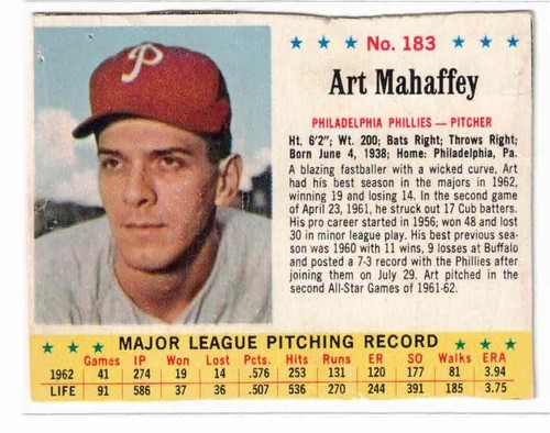 1963 Art Mahaffey #183