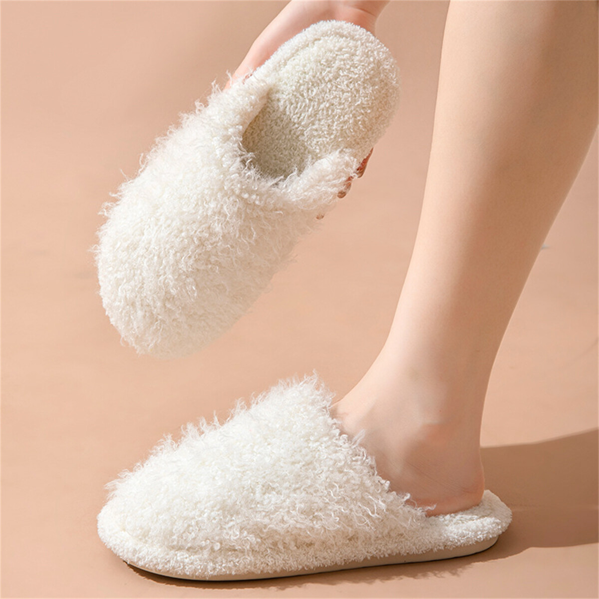 Slippers for Women Warm Knit Comfy Cotton Lined Minimalist House Winter  Shoes | eBay