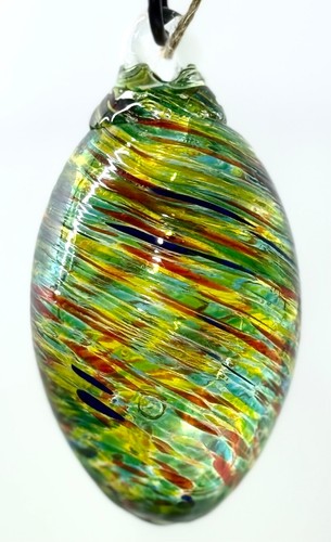Adorno colgante vintage estilo Murano vidrio soplado a mano en forma de huevo 4" tormenta de viento - Imagen 3 de 3