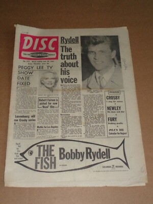 Disc - July 29 1961 Peggy Lee/Bobby Rydell cover (Billy Fury/Alan Freeman)