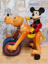 Collectible Vintage Disney Mickey Mouse Riding Pluto Wind Up Schylling Toy