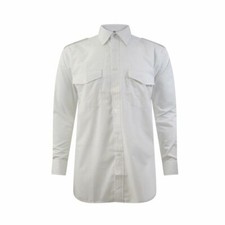 Pilot Shirt Short Long Sleeve Formal Office Security Work Epaulets Pockets Mens