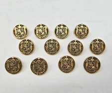 12 pcs ALOHA HAWAII Crest Antique Gold Plastic Craft Sewing Shank Buttons 15mm