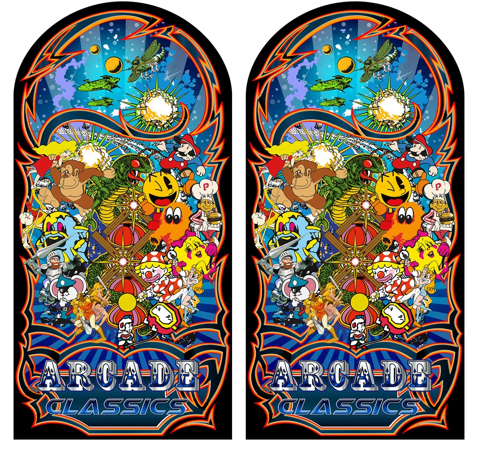 Mame Multicade Classics Side Art Arcade Cabinet Graphics Decals Stickers Set - Image 2 of 4