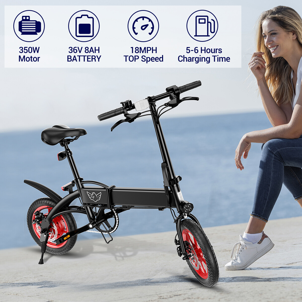 350W Commuter Ebike 14" Fat Tire Folding City Electric Bike Bicycle for  Adults | eBay