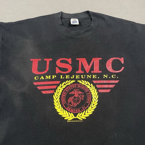 VTG Marines Sweatshirt Mens Large USMC Camp Lejeune 80s 90s RARE MADE IN USA - Picture 2 of 10