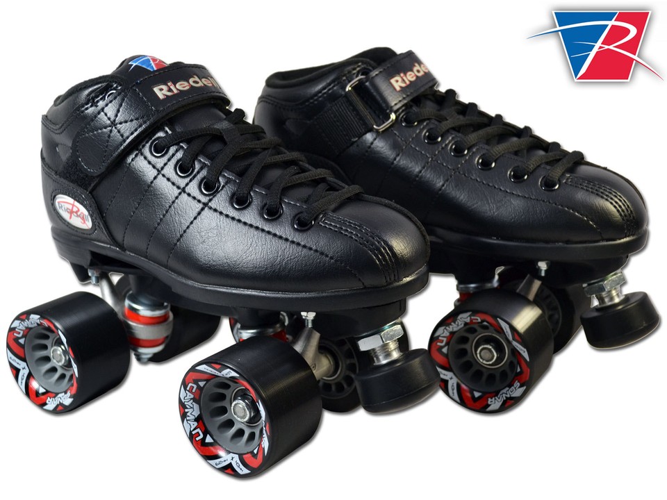 NEW Riedell R3 Black Quad Roller Derby Speed Skates! eBay