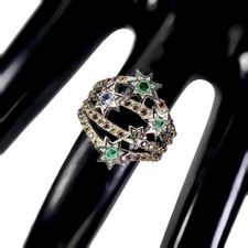 Summer 925 Silver Ring Round Emerald Sapphire Tanzanite Gemstone Jewelry Sz 7